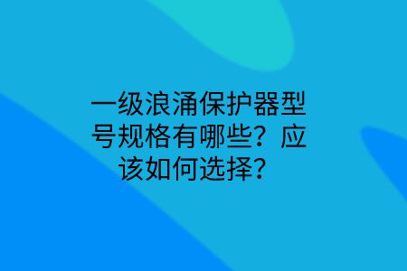 一級浪涌保護器型號規格有哪些？應該如何選擇？