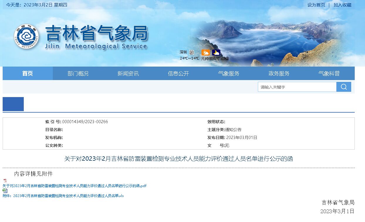 44人通過！吉林：公示防雷裝置檢測專業技術人員能力評價通過人員名單