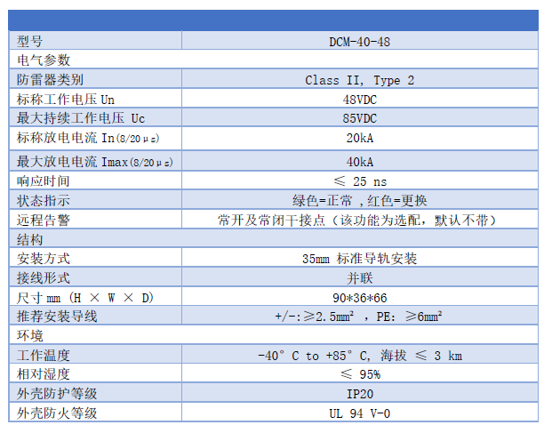 48V直流浪涌保護(hù)器 DCM-40-48