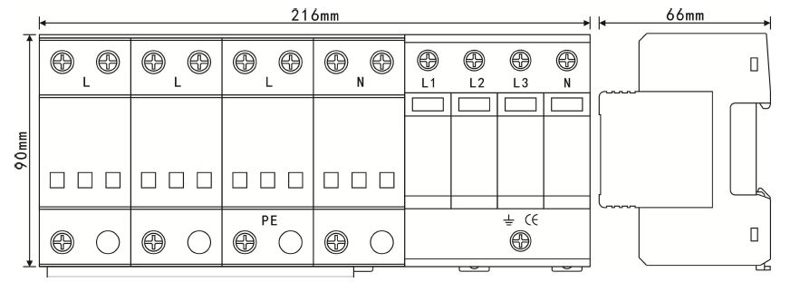 SPD1三相第一二級B+C復(fù)合型電源防雷器-開關(guān)型10/350us和限壓型8/20us組合式